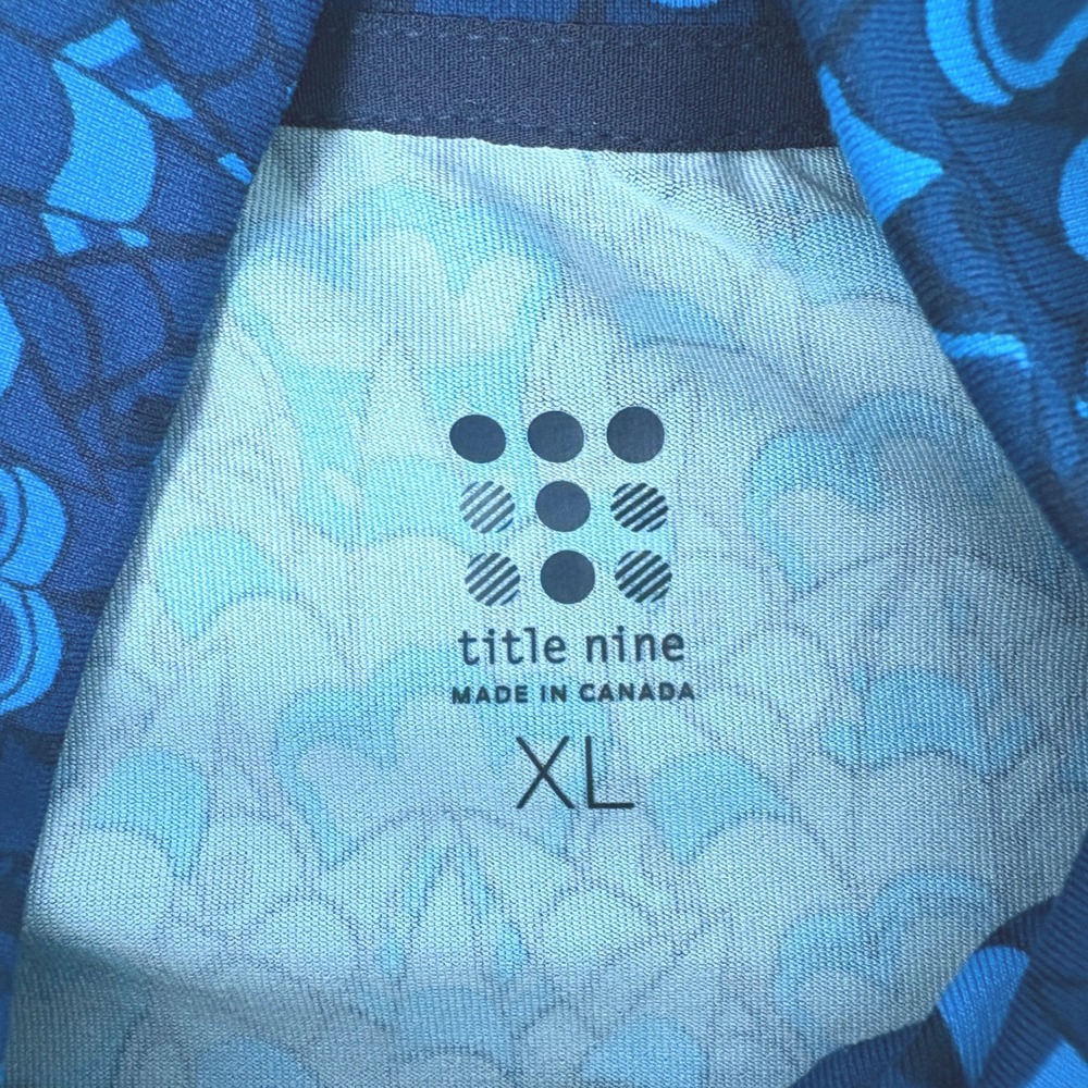 Title Nine Getaway Dress Size XL Blue Geometric Print Quarter Zip Long Sleeve - Picture 4 of 11